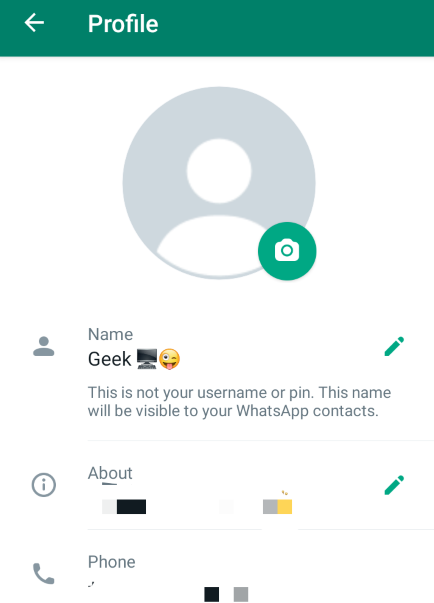 WhatsApp profile